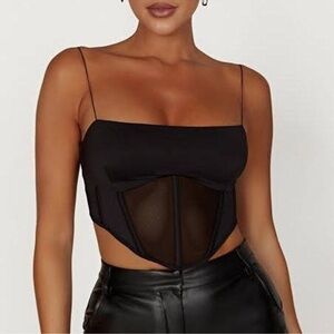 Meshki Black Crop Corset Top